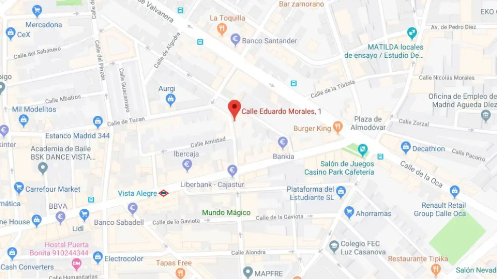 El ataque tuvo lugar en la calle Eduardo Morales de Madrid.