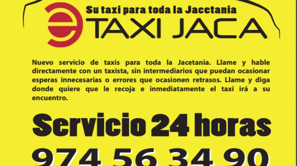 Cartel del nuevo servicio de taxis en la Comarca de la Jacetania.