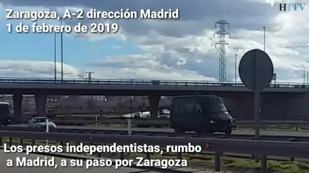 Los presos del 'procés' cruzan Zaragoza camino hacia Madrid