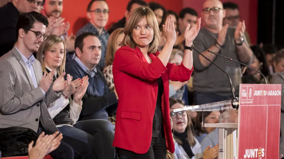 Pilar Alegría en el acto de presentación de los candidatos del PSOE Aragón.