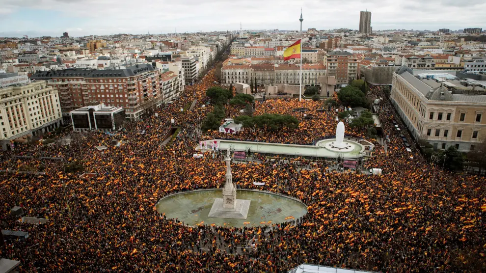 Manifestación de PP, Cs y Vox en Madrid para pedir elecciones inmediatas