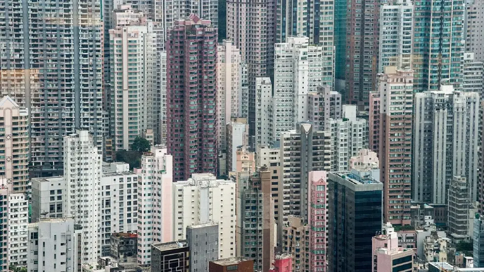 Vista de edificios en Hong Kong