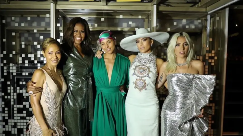 Lady Gaga, Jada Pinkett, Alicia Keys, Michelle Obama y Jennifer Lopez, en la gala de los Grammy del pasado 10 de febrero.