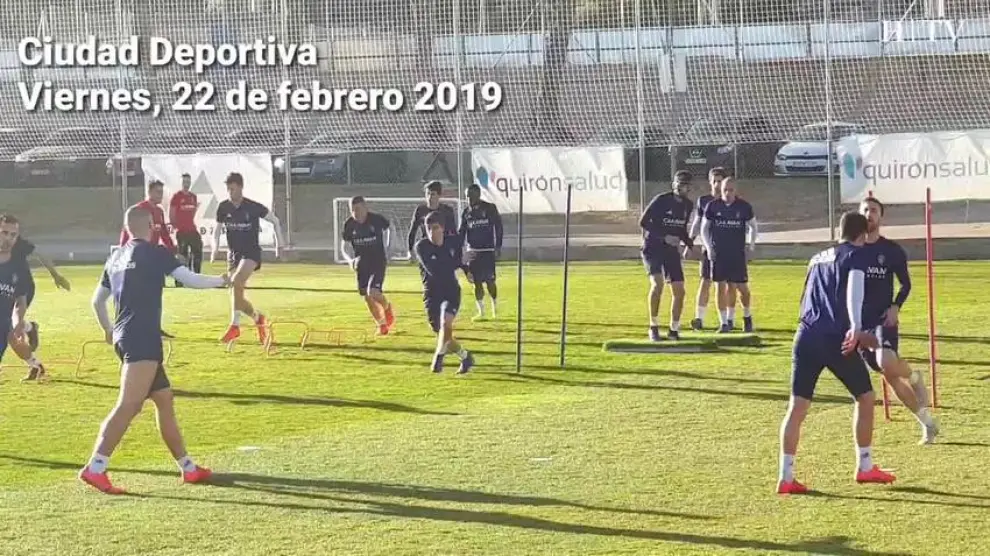 Último entrenamiento del Real Zaragoza antes de viajar a Pamplona