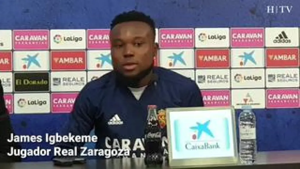 El jugador del Real Zaragoza, James Igbekeme, ha hablado este jueves sobre el Real Zaragoza y el futuro de la temporada.