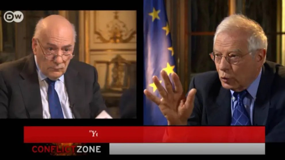 Josep Borrell en un momento de la entrevista difundida anoche por la televisión alemana Deutsche Welle.