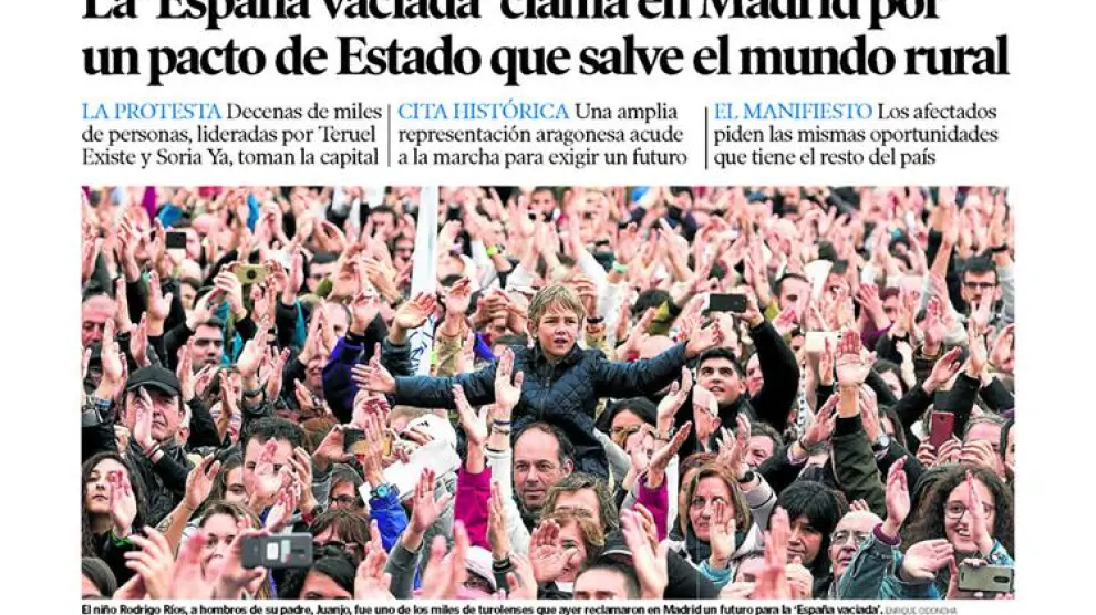 Portada de Heraldo de Aragón del 1 de abril de 2019.