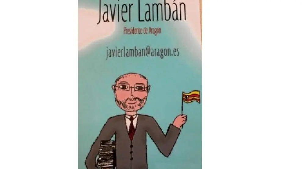 La tarjeta que Lambán entrega a sus colegas.