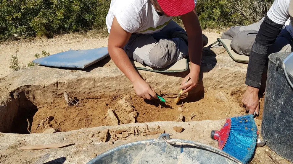 Arqueólogos del Consorcio Patrimonio Ibérico de Aragón han exhumado los restos.