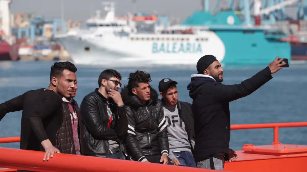 Inmigrantes rescatados en el Mediterráneo este viernes