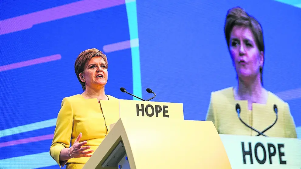 La ministra principal de Escocia, Nicola Surgeon, tras el congreso de ayer en Edimburgo