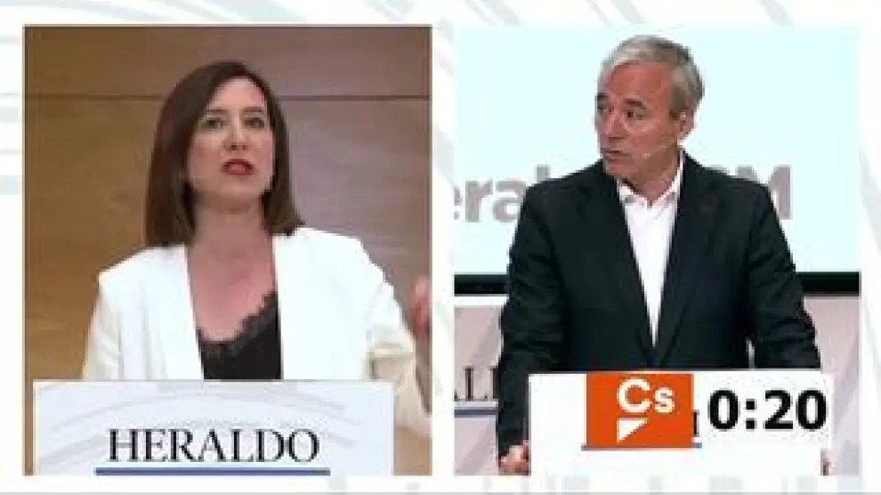 La candidata de Ciudadanos a la alcaldía de Zaragoza, Sara Fernández, contesta a Azcón y le dice que va a "acabar con 16 años de gobierno de izquierdas en la ciudad con un gobierno de Ciudadanos".