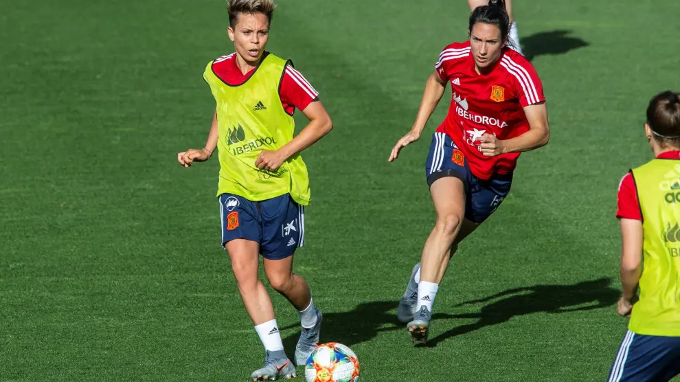 Entrenamiento de la selección española de fútbol femenino.