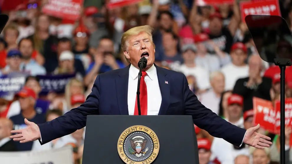 U.S. President Donald Trump speaks at a campaign kick off rally at the Amway Center in Orlando, Florida, U.S., June 18, 2019. REUTERS/Carlo Allegri [[[REUTERS VOCENTO]]] USA-ELECTION/TRUMP