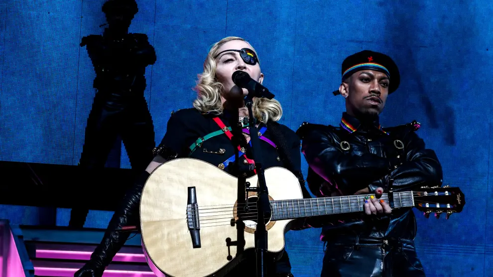 Madonna performs at the 2019 Pride Island concert during New York city Pride in New York City, New York, U.S., June 30, 2019. REUTERS/Jeenah Moon TPX IMAGES OF THE DAY [[[REUTERS VOCENTO]]] GAY-PRIDE/NEW YORK
