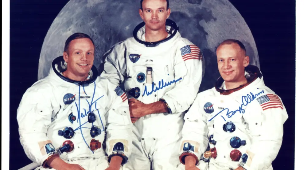 Fotografía cedida por la NASA donde aparecen los astronautas del Apolo 11.