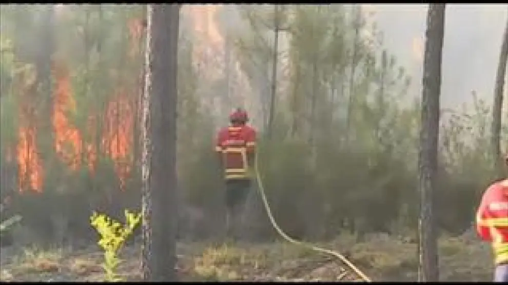 Los bomberos luchan contra un incendio forestal en el centro de Portugal, tras controlar otros dos focos, que llevaron a las autoridades a evacuar parcialmente una aldea y que han dejado veinte personas heridas, una de ellas en estado grave