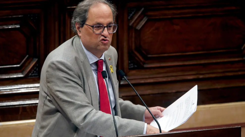 El presidente de la Generalitat, Quim Torra, durante el pleno del Parlament.