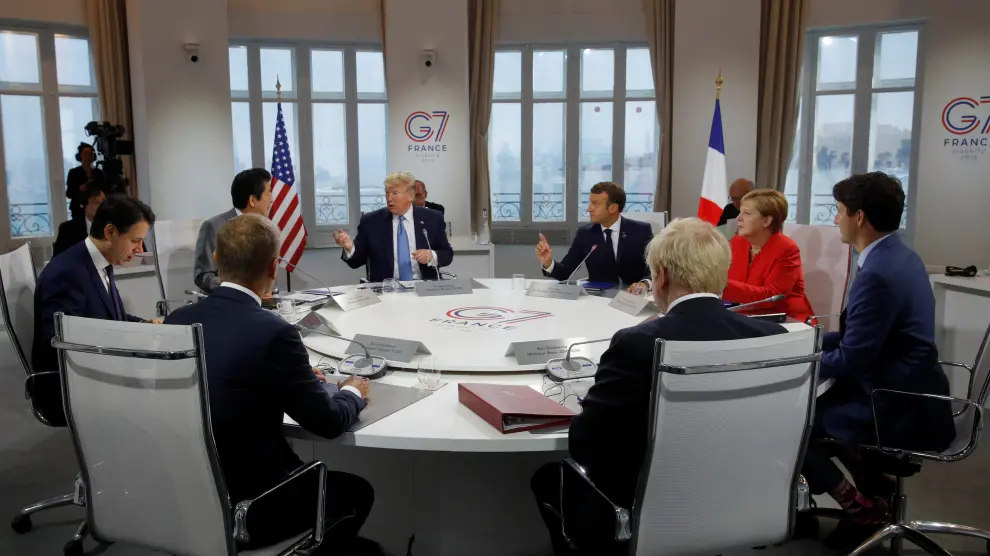 Los líderes del G7 en la reunión mantenida en la mañana de este domingo