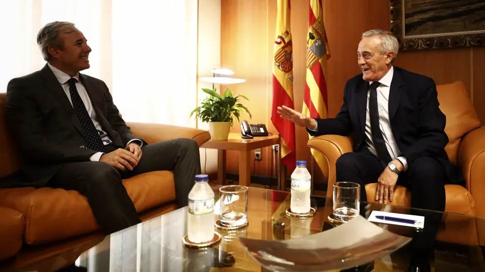 Azcón y Sada, este lunes en el despacho del presidente de las Cortes