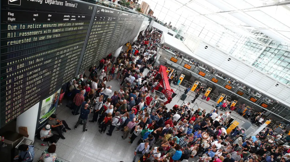 Largas colas en el aeropuerto de Munich tras el suceso
