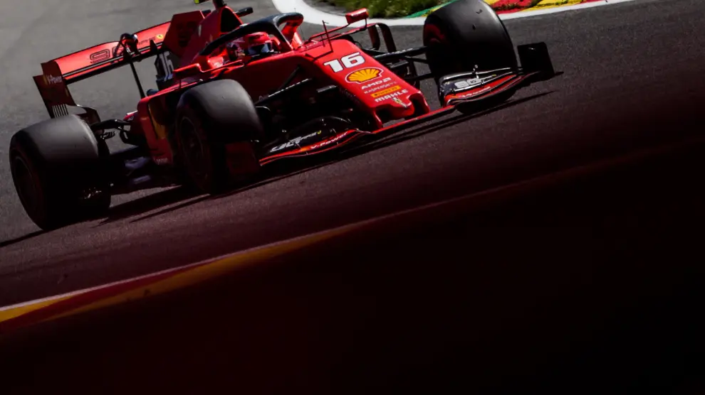 El vehículo pilotado por Leclerc durante la clasificación de este sábado.