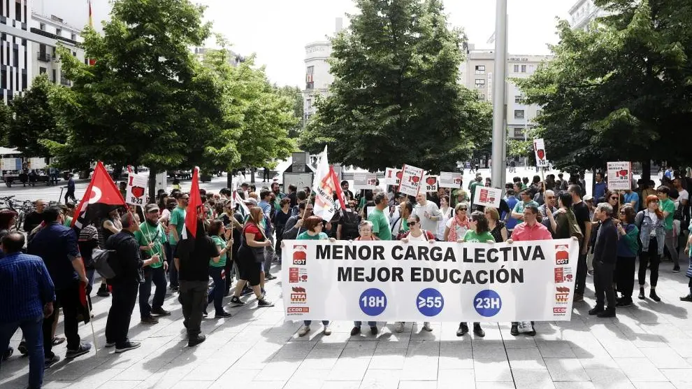 Huelga de profesores por la reducción de la jornada lectiva en mayo de 2019.