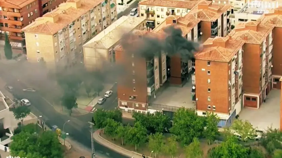 Incendio captado por las cámaras de la Vuelta a España