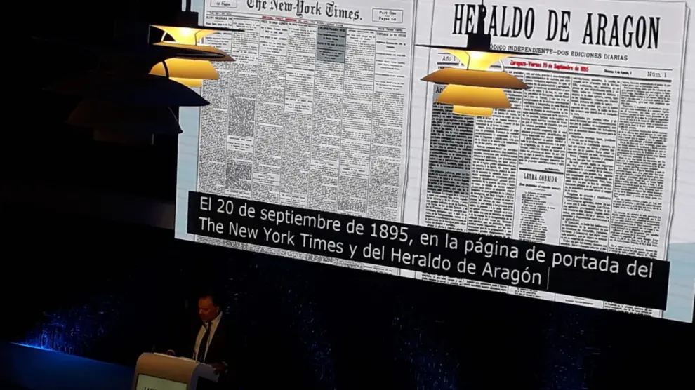 El presidente de HENNEO de los editores del mundo, Fernando de Yarza López-Madrazo, destacó en su bienvenida los lazos existentes entre 'The New York Times' y HERALDO DE ARAGÓN.