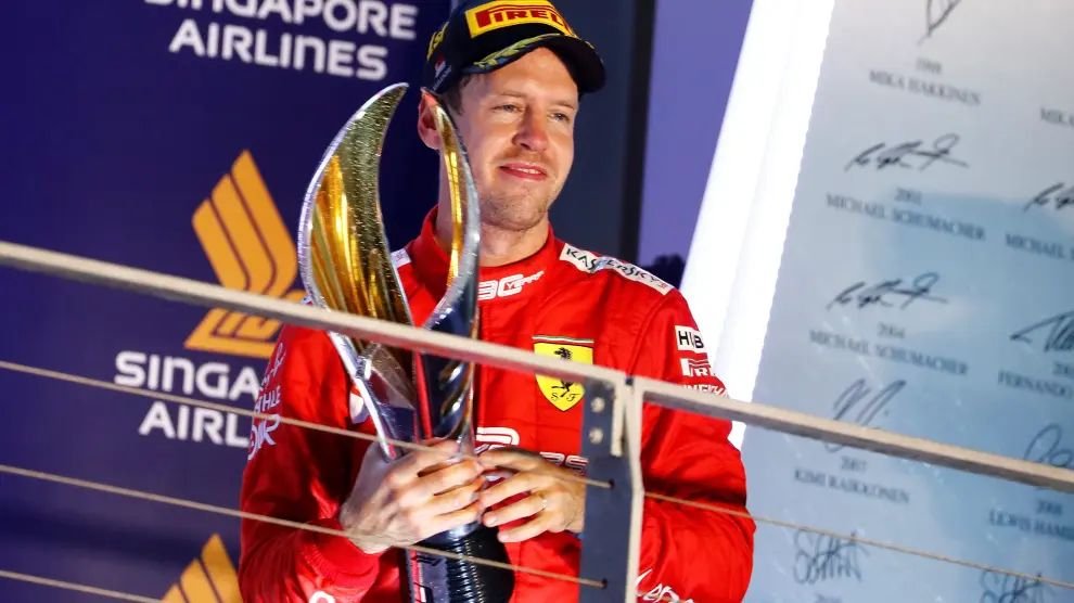 Sebastian Vettel en el Gran Premio de Singapure de Fórmula1.