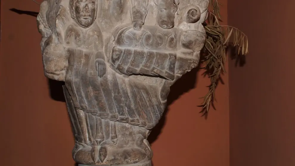 Uno de los capiteles que se expondrá en el Museo Diocesano de Jaca