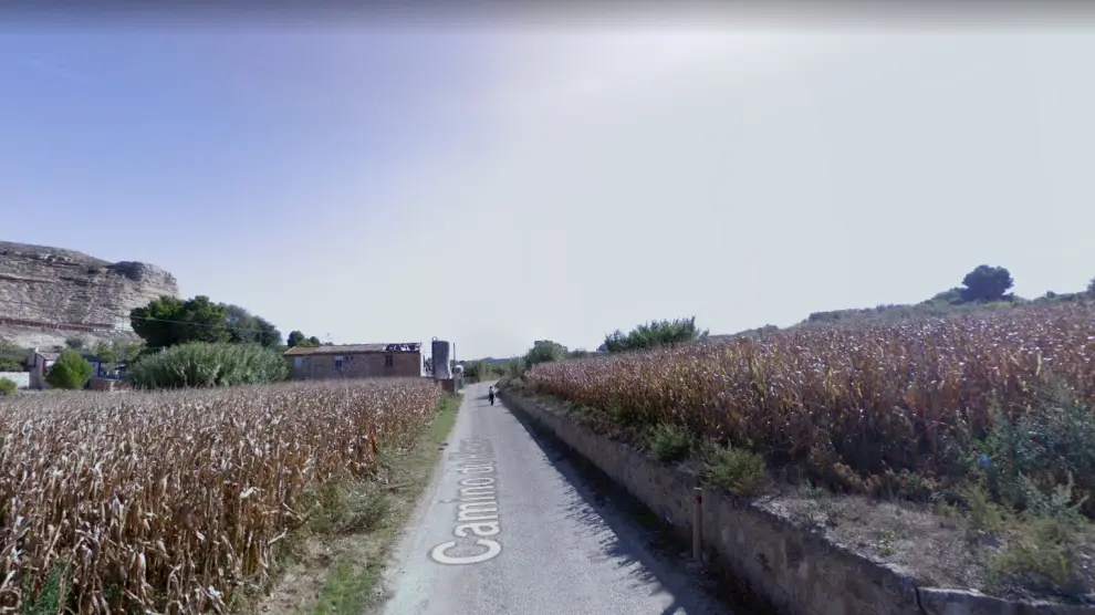Una imagen del camino de Rimer, en la localidad zaragozana de Caspe, donde ha muerto este jueves una persona arrollada por una máquina agrícola mientras trabajaba en un campo de maíz.