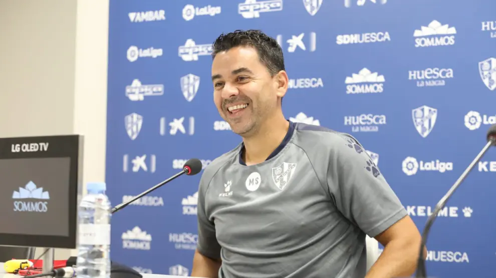 Míchel Sánchez, durante la rueda de prensa previa al choque con el Málaga.