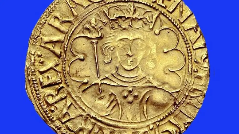Moneda de Renato I, pretendido rey de Aragón.