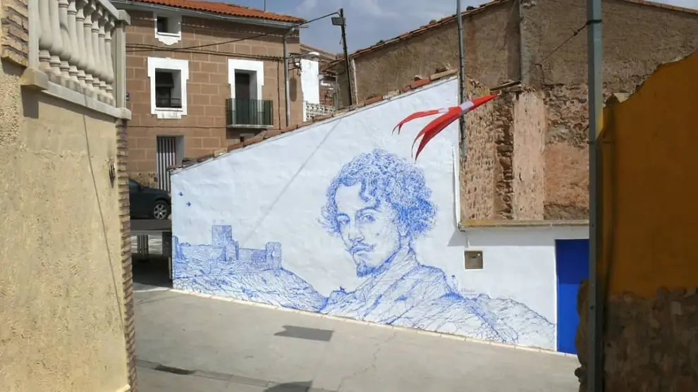 Mural sobre Bécquer de Adrián Pereda en Trasmoz.