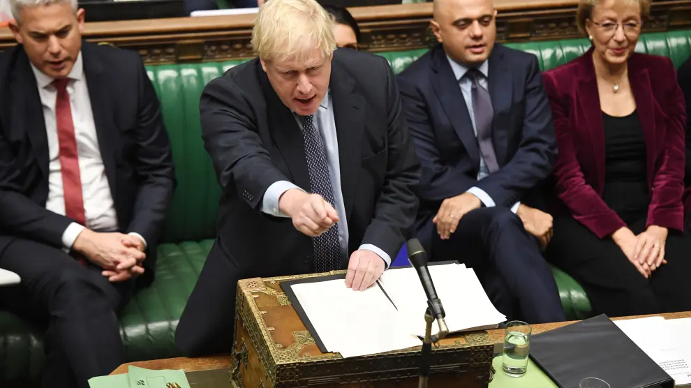Boris Johnson en un momento de su intervención parlamentaria.