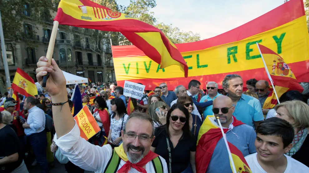 Manifestación constitucionalista en Barcelona.