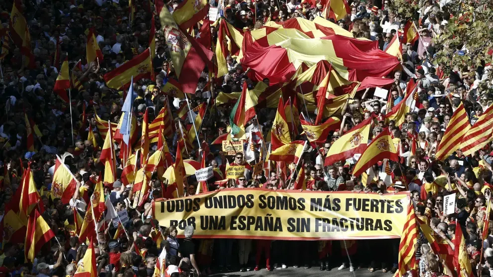 Manifestación constitucionalista, el domingo 27 de octubre, en Barcelona.