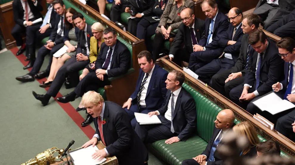 Boris Johnson, durante el debate de hoy en la Cámara de los Comunes.