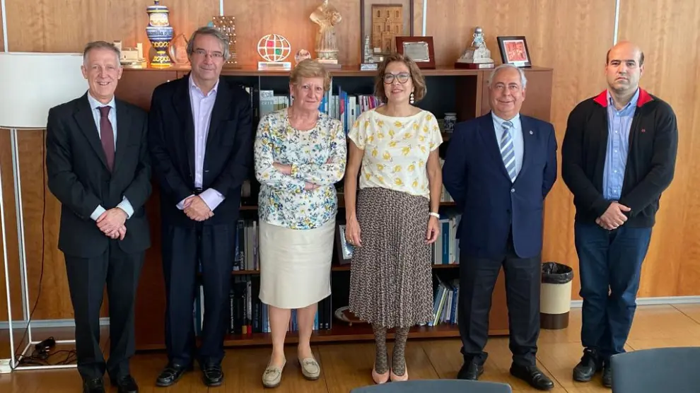 Representantes del Consejo de Colegios de Médicos de Aragón con Pilar Ventura este jueves.