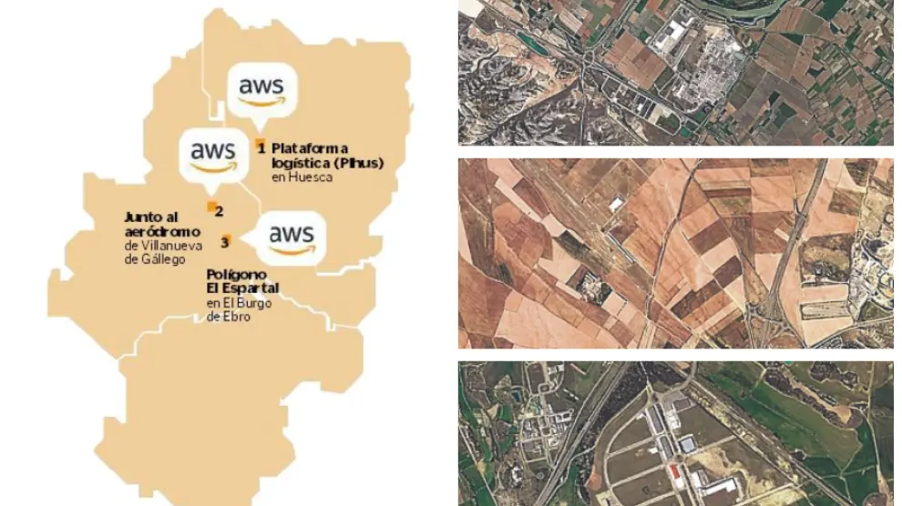 Ubicaciones de los centros de Amazon en Aragón