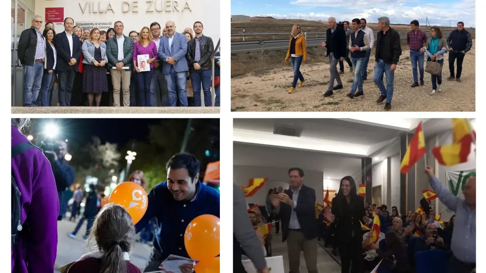 Actos del segundo día de campaña de PSOE, Ciudadanos, PP y Vox en la provincia de Zaragoza