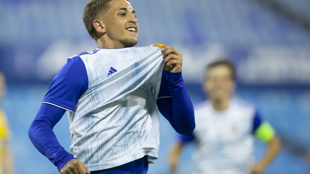 Luis Carbonell le marcó tres goles al Apoel en el partido de la Youth League jugado en La Romareda
