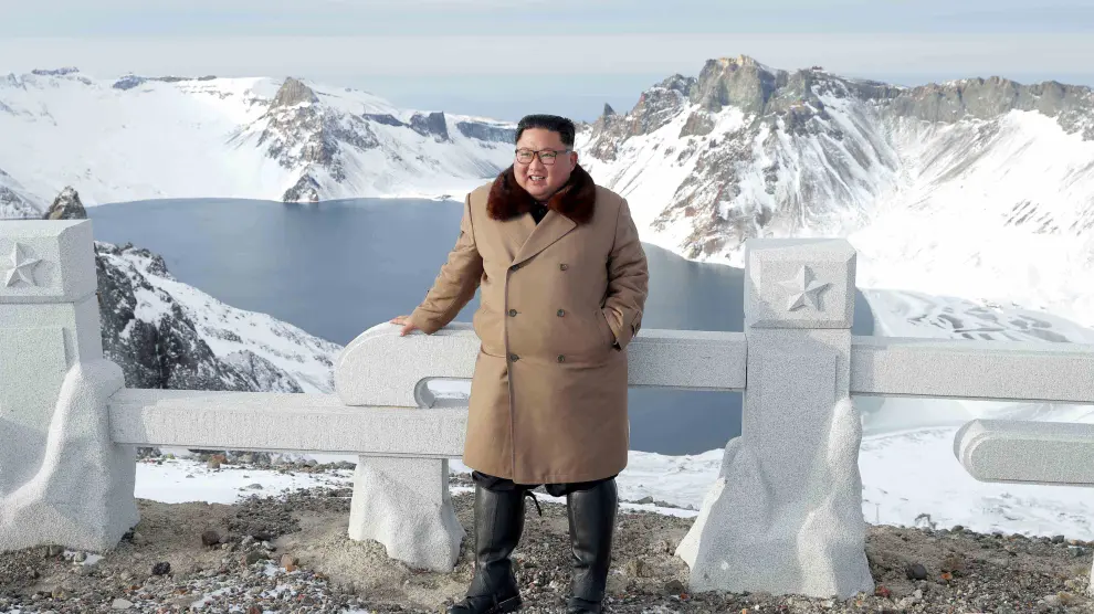 Kim Jong-un en una zona de alta montaña en el norte de Corea del Norte.