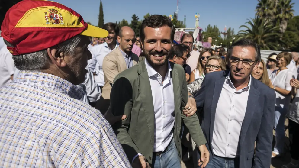 El candidato a la Presidencia del Gobierno, Pablo Casado, estuvo en septiembre en Zaragoza en el día del afiliado del PP