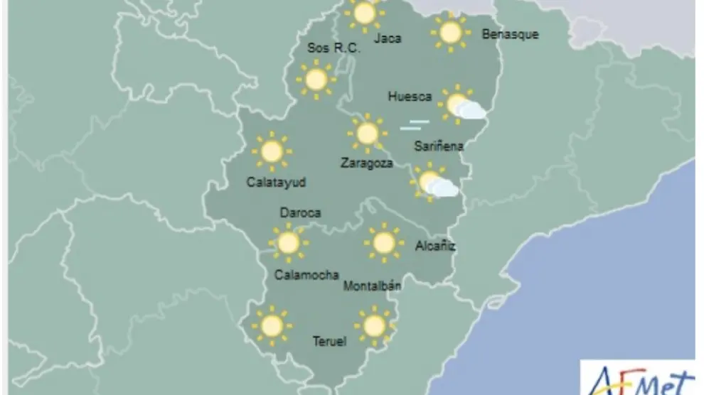 Mapa significativo de 12 a 24h en Aragón, este domingo.