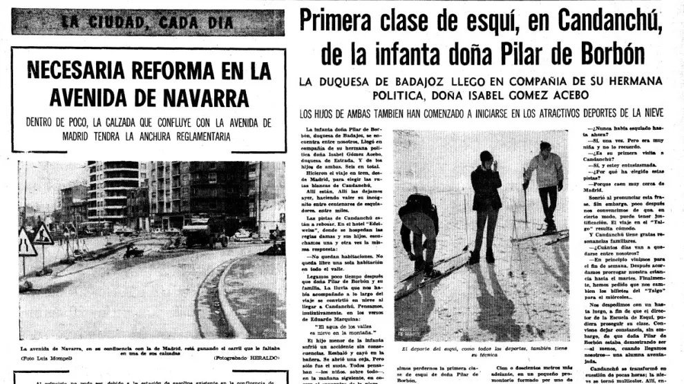 Así reflejó HERALDO la presencia de Pilar de Borbón y sus hijos en las pistas de Candanchú el 13 de enero de 1972