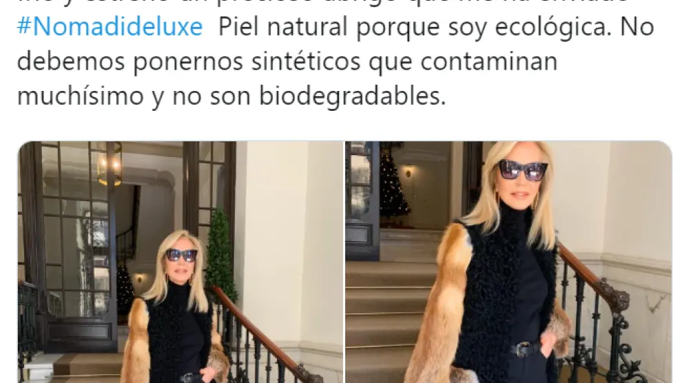 Lluvia de críticas a Carmen Lomana en las redes por posar en una foto con un abrigo de "piel natural porque soy ecológica"