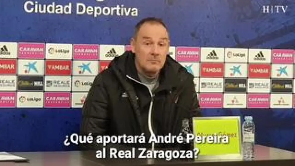 El entrenador del Real Zaragoza analiza las cualidades deportivas del próximo fichaje del equipo, André Pereira, que ya está en Zaragoza.