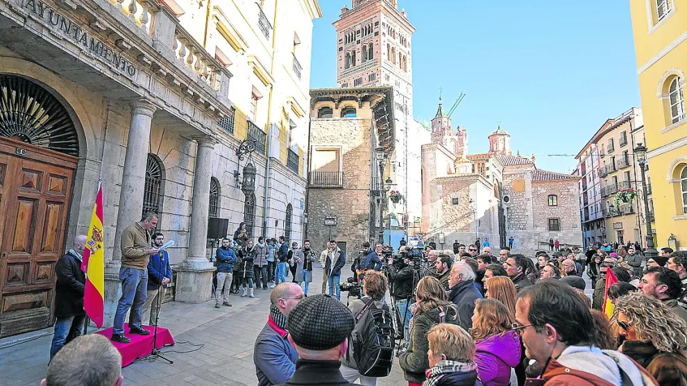 Ortega Smith fue el encargado de leer el manifiesto de la campaña ‘España existe’ en Teruel.